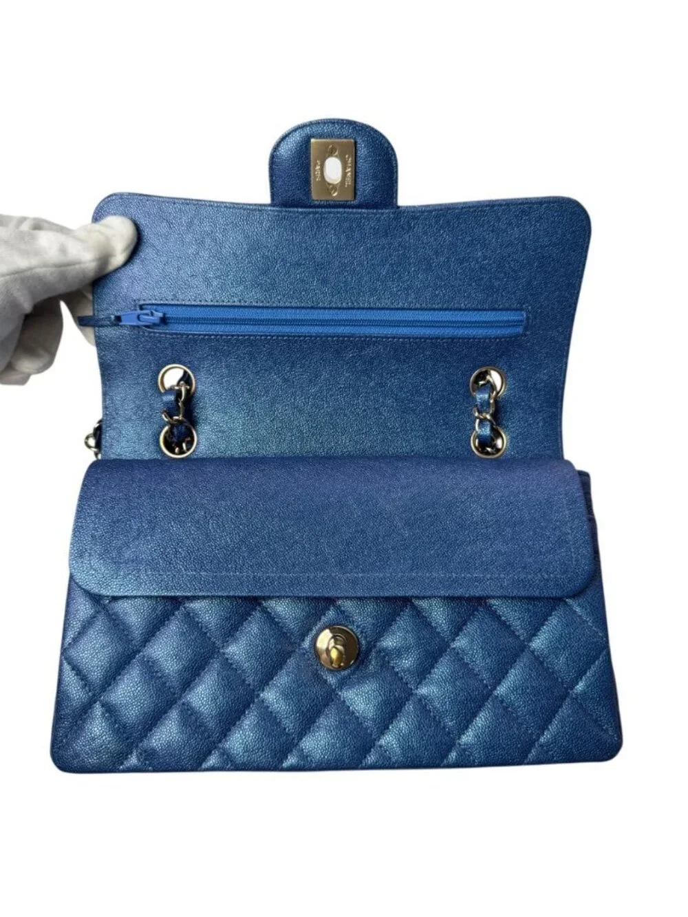 Chanel Quilted 23 Caviar Leather Double Flap Shoulder Bag